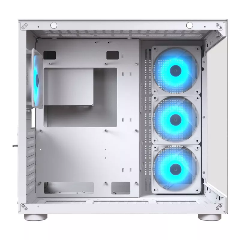 Caja PC semitorre Cougar FV150 ARGB Blanca — ATX/Micro-ATX/Mini-ITX, 3x120mm frontal, 1x120mm trasero, 2x3,5 inch + 2x2,5 inch bahías, USB 3.2 Gen1