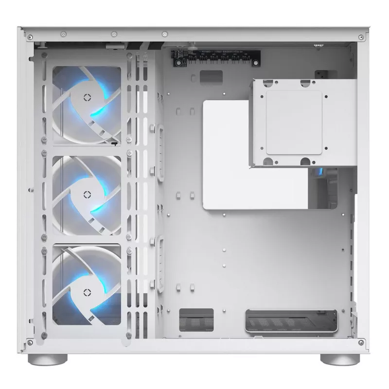 Caja PC semitorre Cougar FV150 ARGB Blanca — ATX/Micro-ATX/Mini-ITX, 3x120mm frontal, 1x120mm trasero, 2x3,5 inch + 2x2,5 inch bahías, USB 3.2 Gen1