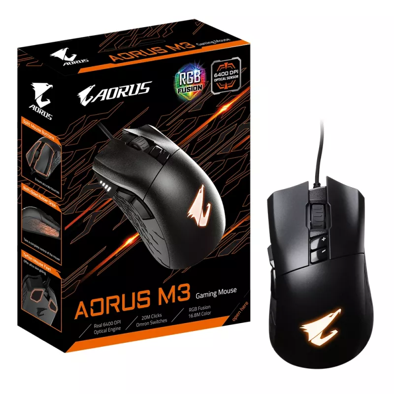 GIGABYTE AORUS M3 ratón gaming para diestros USB Type-A óptico 6400 DPI