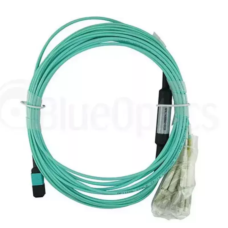 Cable de fibra óptica BlueOptics MC6709309-010-BO 10 m OM3 MPO a 4×LC (50 µm) aqua