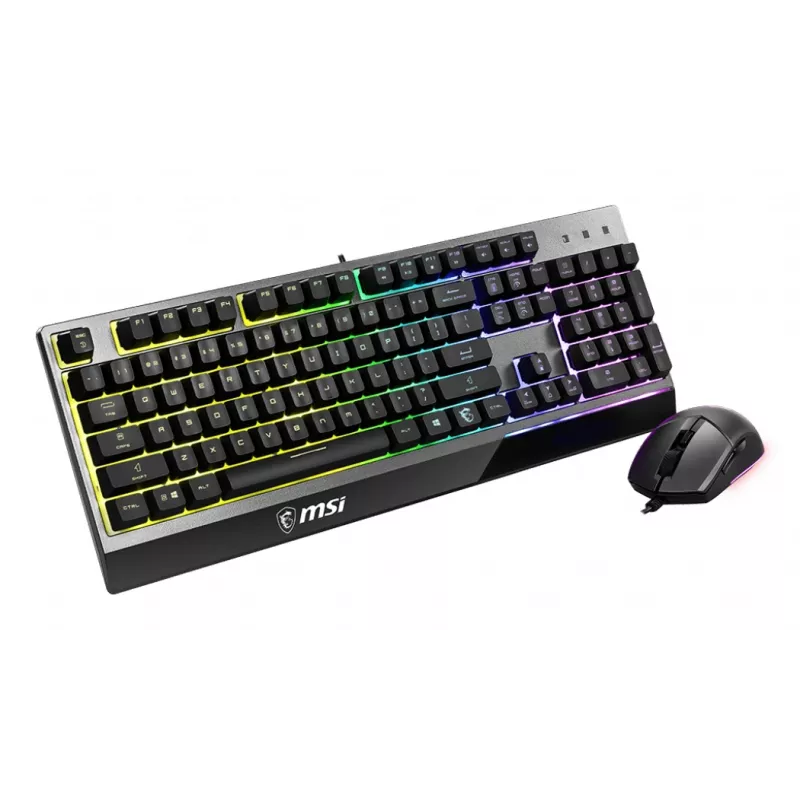 MSI VIGOR GK30 COMBO RGB MEMchanical teclado gaming + Clutch GM11 ratón gaming ' Distribución DE, teclado con iluminación RGB de 6 zonas, ratón con iluminación RGB de doble zona, sensor óptico de 5000 DPI, RGB Mystic Light'