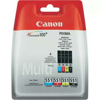 Canon CLI-551 C/M/Y/BK con Cartucho de tinta 4 uds. Original Rendimiento estándar Negro, Cian, Magenta, Amarillo