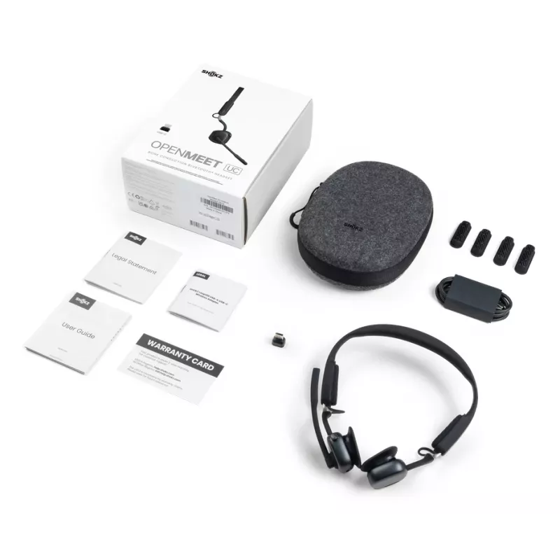 SHOKZ OpenMeet UC auriculares inalámbricos Bluetooth de conducción ósea para videoconferencia con adaptador USB-C