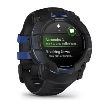 Garmin Instinct 3 AMOLED smartwatch, 50 mm, Black/Bolt Blue, correa de silicona (010-03020-03)