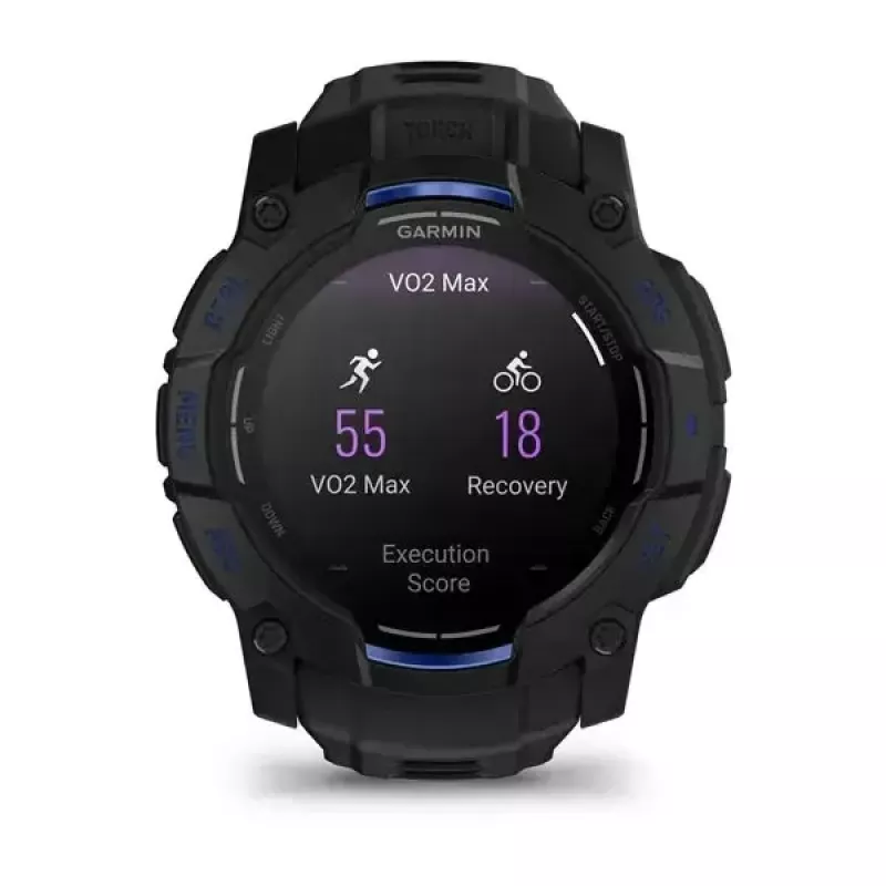 Garmin Instinct 3 AMOLED smartwatch, 50 mm, Black/Bolt Blue, correa de silicona (010-03020-03)