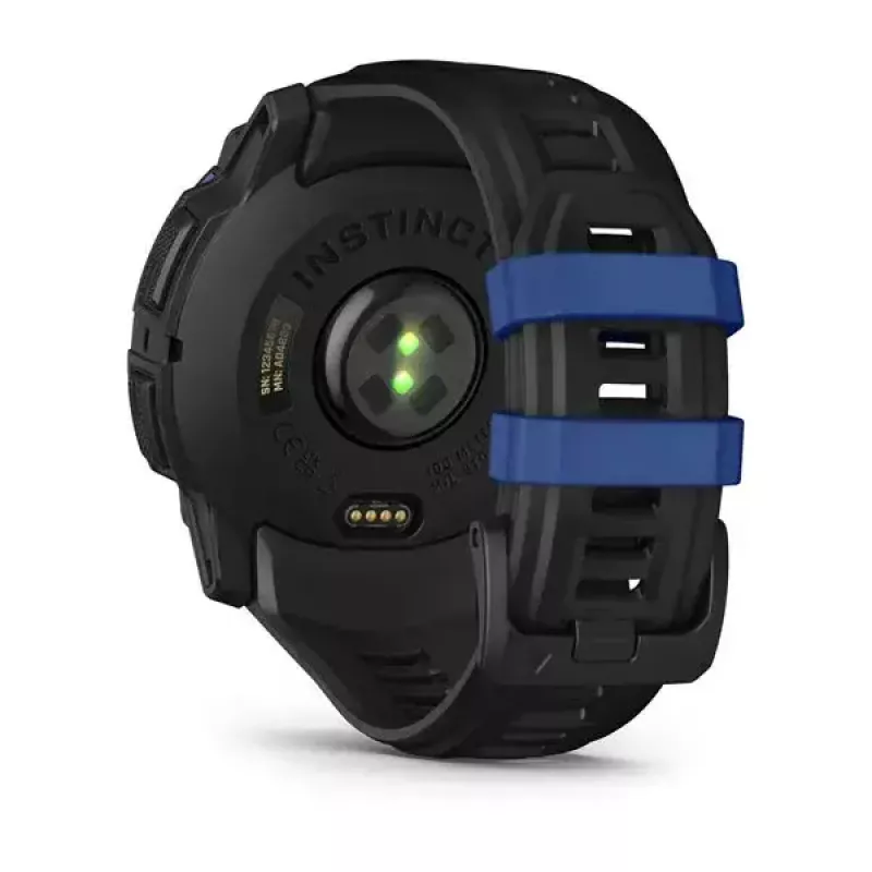 Garmin Instinct 3 AMOLED smartwatch, 50 mm, Black/Bolt Blue, correa de silicona (010-03020-03)