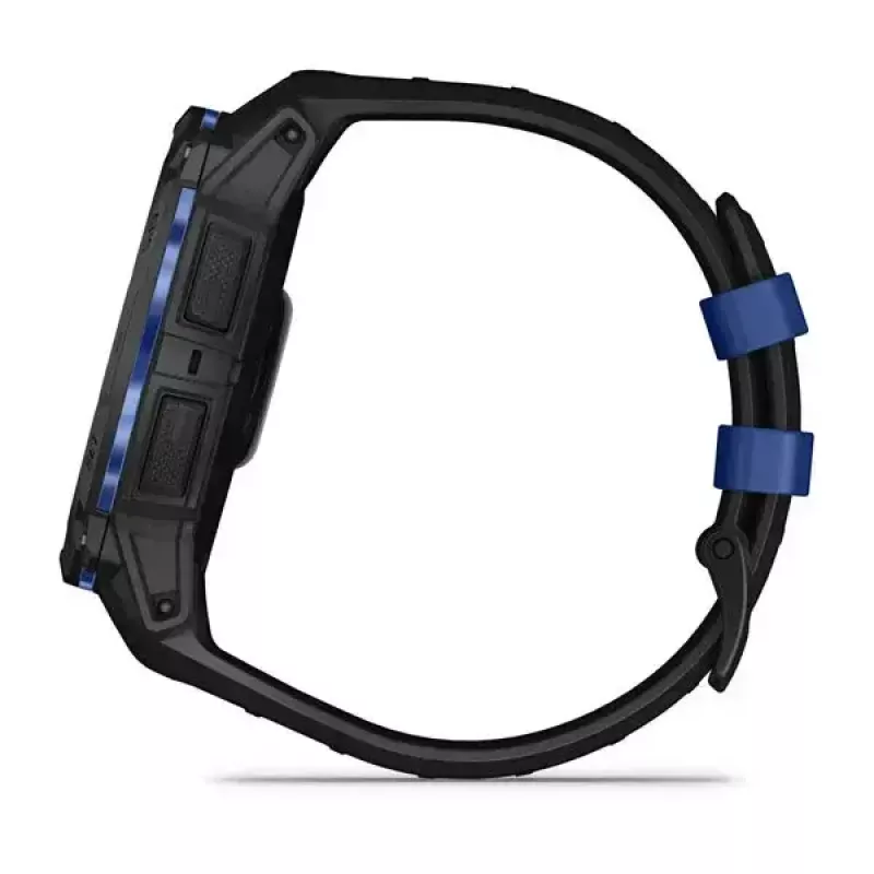 Garmin Instinct 3 AMOLED smartwatch, 50 mm, Black/Bolt Blue, correa de silicona (010-03020-03)