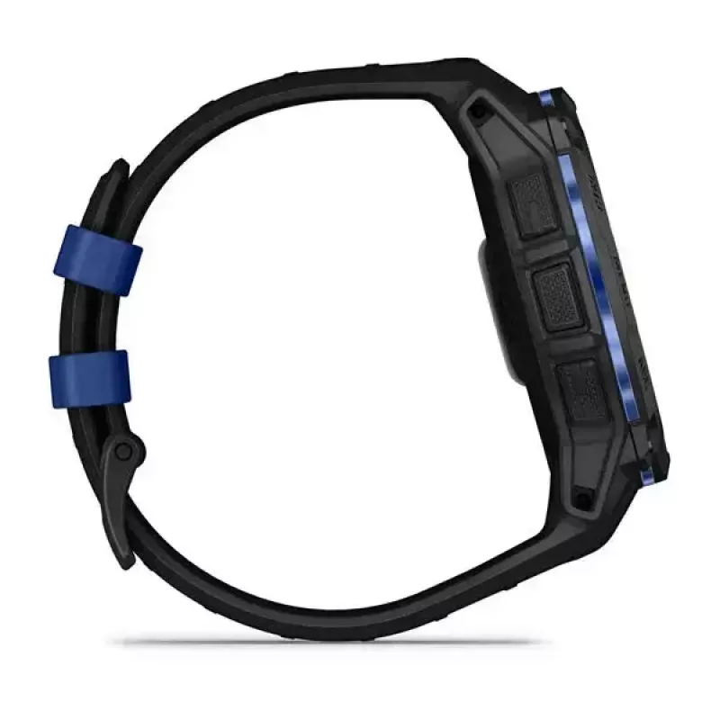 Garmin Instinct 3 AMOLED smartwatch, 50 mm, Black/Bolt Blue, correa de silicona (010-03020-03)