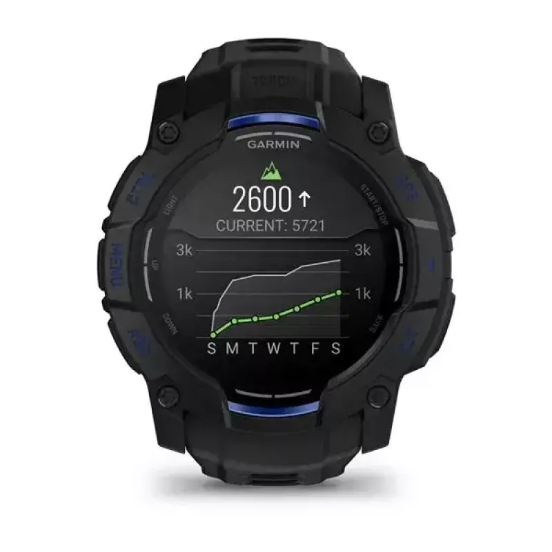 Garmin Instinct 3 AMOLED smartwatch, 50 mm, Black/Bolt Blue, correa de silicona (010-03020-03)