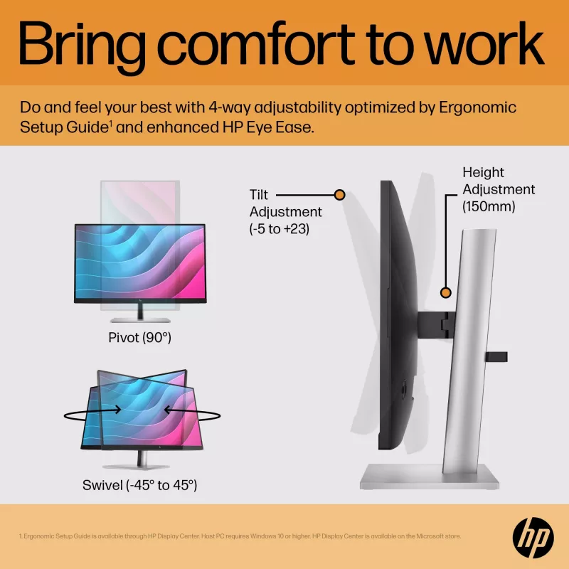 Monitor HP E24 G5 FHD sin PVC, 60,5 cm (23,8