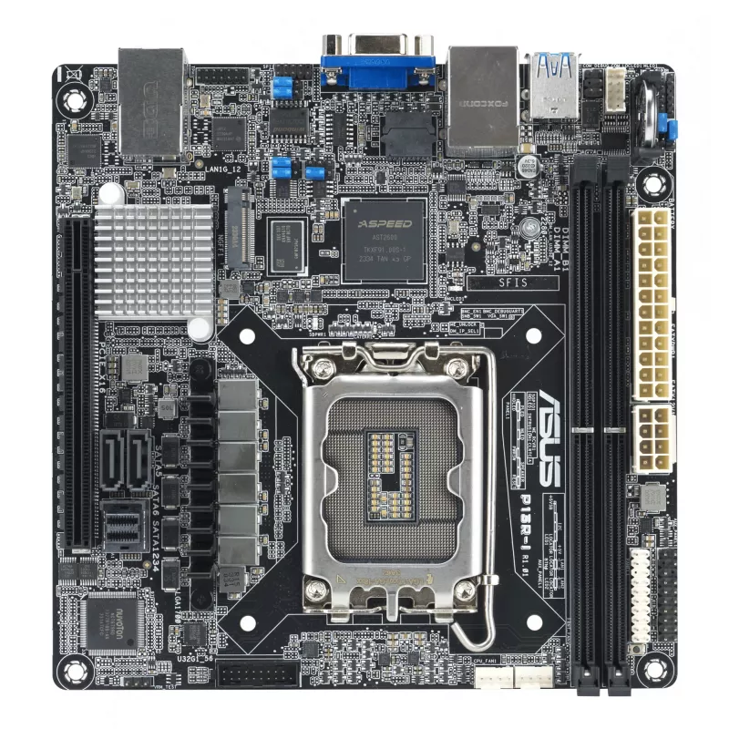 Placa base ASUS P13R-I Mini ITX, chipset Intel C262, LGA 1700, DDR5, 2x DIMM, 64 GB, 6x SATA III, 3x RJ-45