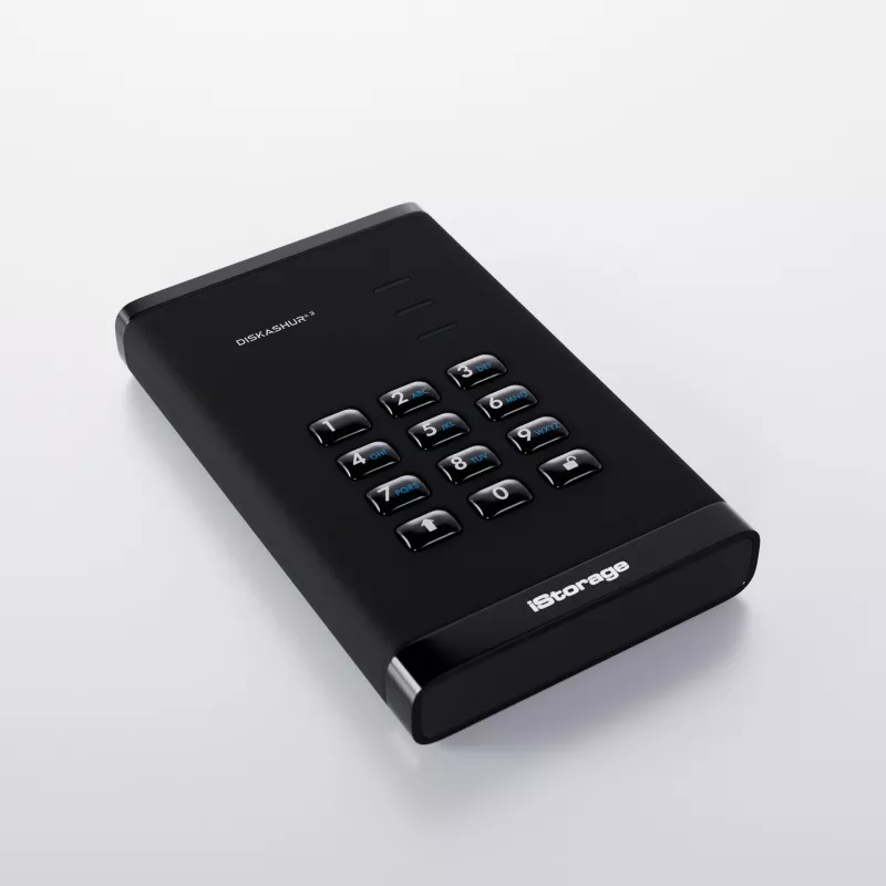 iStorage diskAshur³ 5 TB negro | disco duro portátil seguro | conforme FIPS 140-3 nivel 3 | Common Criteria EAL 5+ | protegido por PIN | cifrado de hardware AES-XTS de 256 bits | conforme RGPD, TAA | resistente al polvo y al agua |