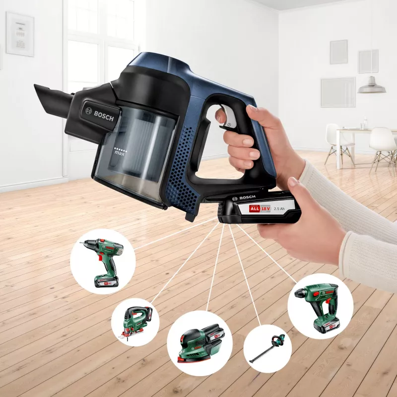 Bosch Serie 6 BBS611PCK aspirador escoba 2 en 1 aspirador vertical batería en seco filtro higiénico sin bolsa azul 2,5 Ah