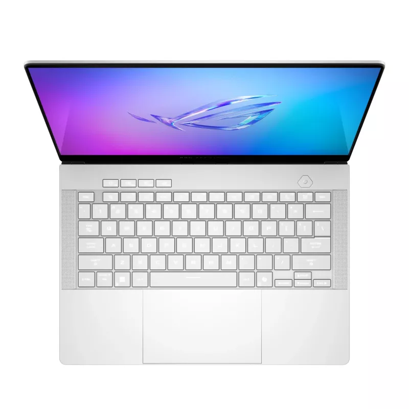 Portátil ASUS ROG Zephyrus G14 GA403WR — AMD Ryzen AI 9 HX 370, 14 inch WQXGA+ 2880×1800, 32GB LPDDR5x, 2TB SSD, RTX 5070 Ti, Windows 11 Home, blanco