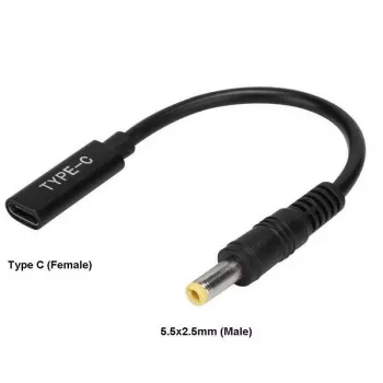 Adaptador de cable CoreParts MBXUSBC-CO0005 USB C 5,5*2,5 mm negro