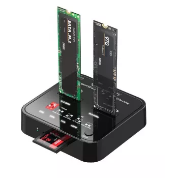 Duplicador de medios CoreParts MS-CLONER-M2-SD negro USB Type-C M.2
