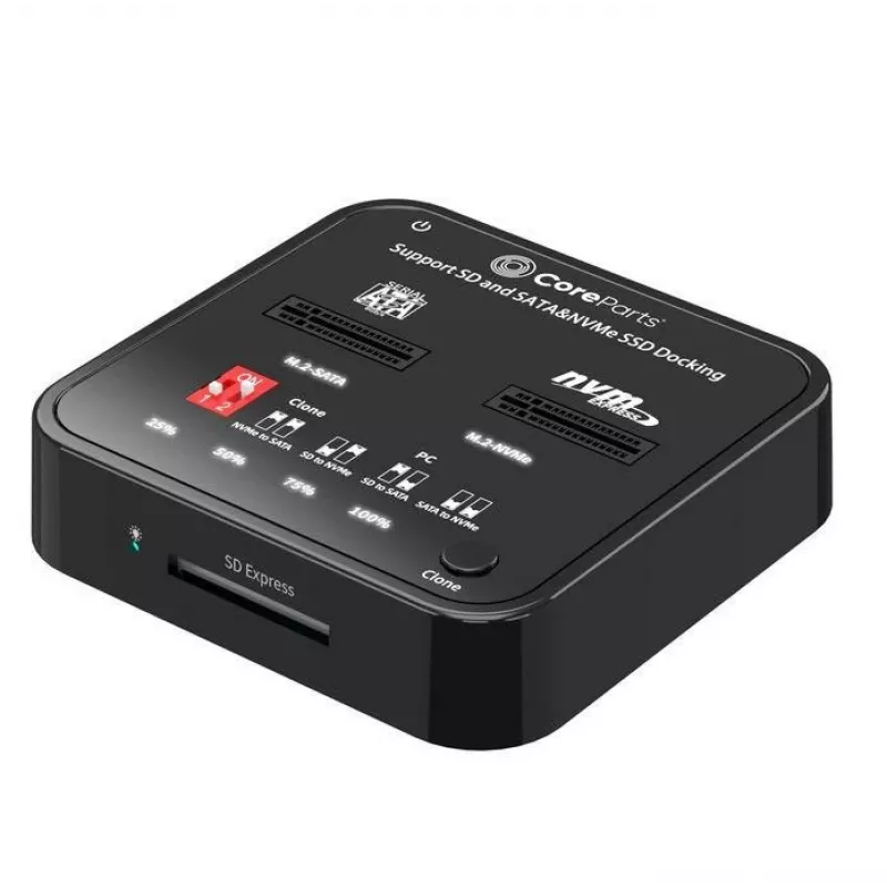 Duplicador de medios CoreParts MS-CLONER-M2-SD negro USB Type-C M.2