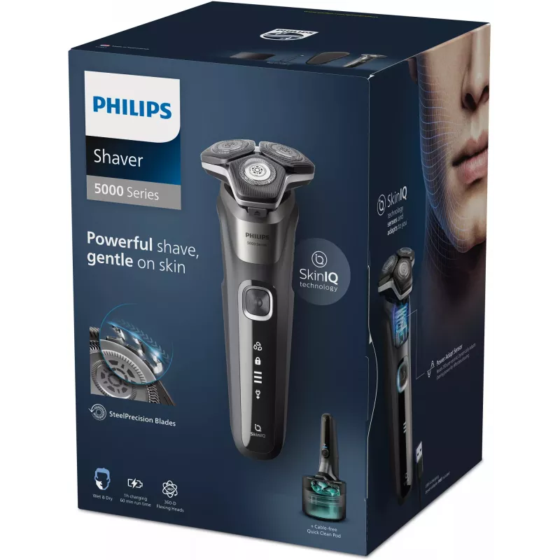 Afeitadora eléctrica Philips SHAVER Series 5000 S5887/50, afeitado en húmedo y en seco con cuchillas SteelPrecision