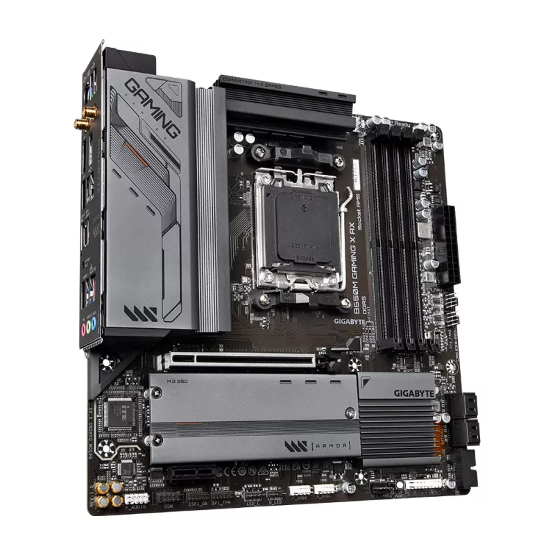 Placa base GIGABYTE B650M GAMING X AX — AMD B650, socket AM5, Micro ATX, DDR5, 4 DIMM, 2x M.2, Wi‑Fi 6E, 2.5GbE