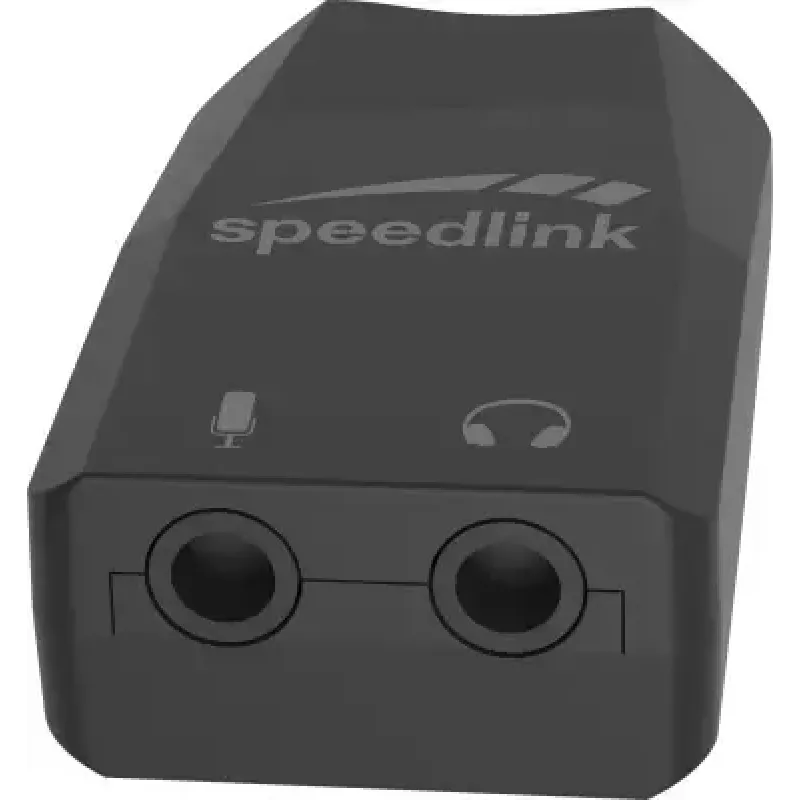 Adaptador de audio externo USB Speedlink VIGO USB — interfaz USB, conector de auriculares de 3,5 mm, negro, 8 g