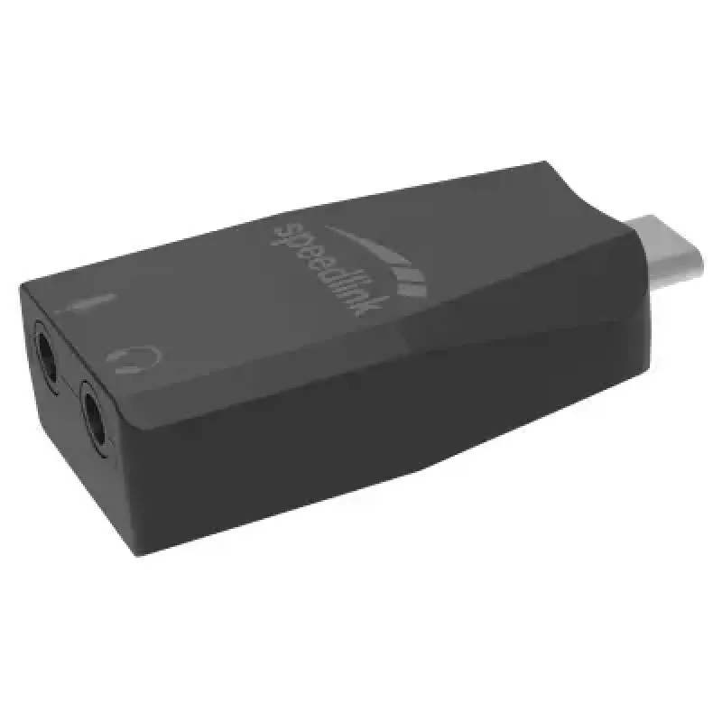 Adaptador de audio externo USB Speedlink VIGO USB — interfaz USB, conector de auriculares de 3,5 mm, negro, 8 g