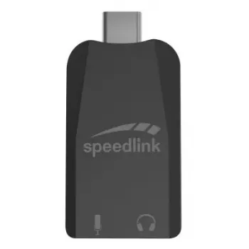 Adaptador de audio externo USB Speedlink VIGO USB — interfaz USB, conector de auriculares de 3,5 mm, negro, 8 g