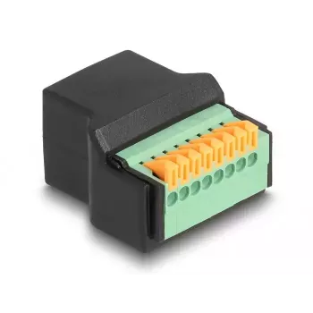 Adaptador DeLOCK de conector hembra RJ45 a regleta de bornes Negro Verde 1 ud.