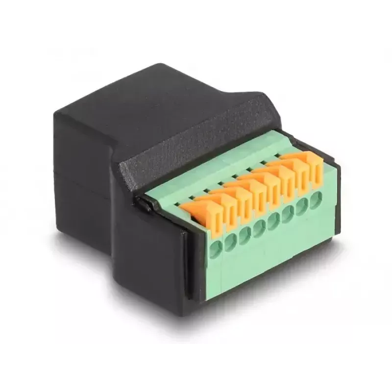 Adaptador DeLOCK de conector hembra RJ45 a regleta de bornes Negro Verde 1 ud.