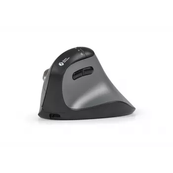 Ratón BakkerElkhuizen FastForward Pro, diestro, diseño vertical, óptico, RF Wireless + Bluetooth + USB Type-C, 5000 DPI, Negro, Gris