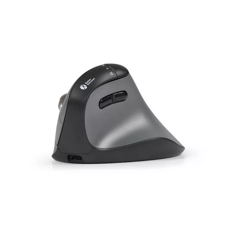 Ratón BakkerElkhuizen FastForward Pro, diestro, diseño vertical, óptico, RF Wireless + Bluetooth + USB Type-C, 5000 DPI, Negro, Gris