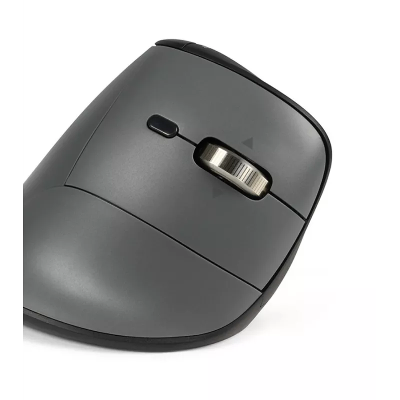 Ratón BakkerElkhuizen FastForward Pro, diestro, diseño vertical, óptico, RF Wireless + Bluetooth + USB Type-C, 5000 DPI, Negro, Gris