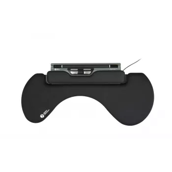 BakkerElkhuizen ErgoSlider+ reposabrazos asimétrico, negro, gris oscuro, amarillo, aglomerado, plástico, poliuretano (PU), acero, fijación por pinza, Taiwán, 310 mm, 665 mm