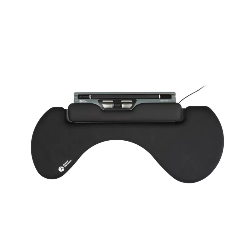 BakkerElkhuizen ErgoSlider+ reposabrazos asimétrico, negro, gris oscuro, amarillo, aglomerado, plástico, poliuretano (PU), acero, fijación por pinza, Taiwán, 310 mm, 665 mm