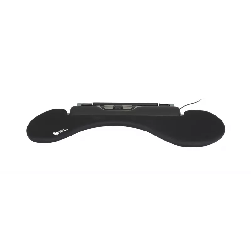 BakkerElkhuizen ErgoSlider+ reposabrazos asimétrico, negro, gris oscuro, amarillo, aglomerado, plástico, poliuretano (PU), acero, fijación por pinza, Taiwán, 310 mm, 665 mm