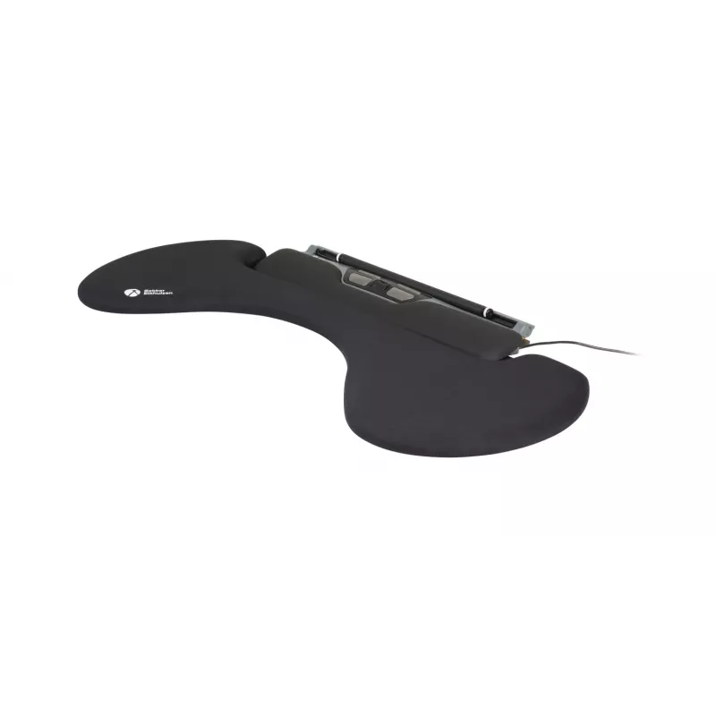 BakkerElkhuizen ErgoSlider+ reposabrazos asimétrico, negro, gris oscuro, amarillo, aglomerado, plástico, poliuretano (PU), acero, fijación por pinza, Taiwán, 310 mm, 665 mm