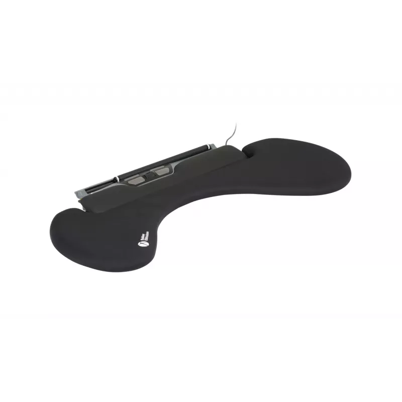 BakkerElkhuizen ErgoSlider+ reposabrazos asimétrico, negro, gris oscuro, amarillo, aglomerado, plástico, poliuretano (PU), acero, fijación por pinza, Taiwán, 310 mm, 665 mm