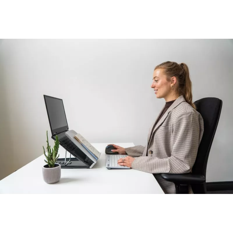 BakkerElkhuizen Ergo-Q 330 Circular, soporte para portátil, negro, gris, acrilonitrilo butadieno estireno (ABS), plástico, acero, 33,8 cm (13,3 inch), 43,2 cm (17 inch), 6 kg