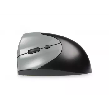 Ratón BakkerElkhuizen Handshake izquierdo, para zurdos, diseño vertical, óptico, RF inalámbrico + Bluetooth + USB Type-C, 6400 DPI, negro, gris