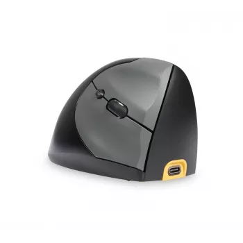 Ratón BakkerElkhuizen Handshake derecho, para diestros, diseño vertical, óptico, RF inalámbrico + Bluetooth + USB Type-C, 6400 DPI, negro, gris