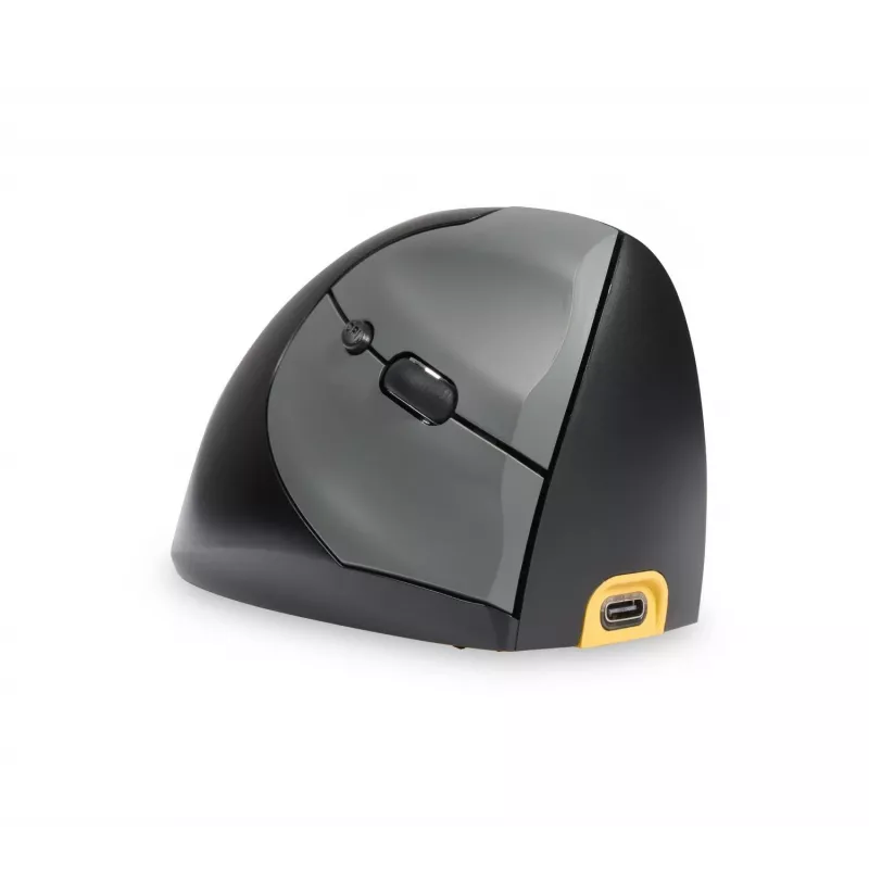 Ratón BakkerElkhuizen Handshake derecho, para diestros, diseño vertical, óptico, RF inalámbrico + Bluetooth + USB Type-C, 6400 DPI, negro, gris