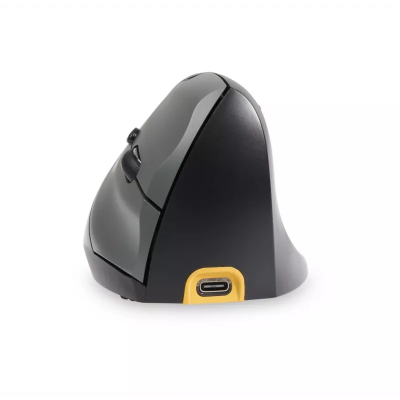 Ratón BakkerElkhuizen Handshake derecho, para diestros, diseño vertical, óptico, RF inalámbrico + Bluetooth + USB Type-C, 6400 DPI, negro, gris