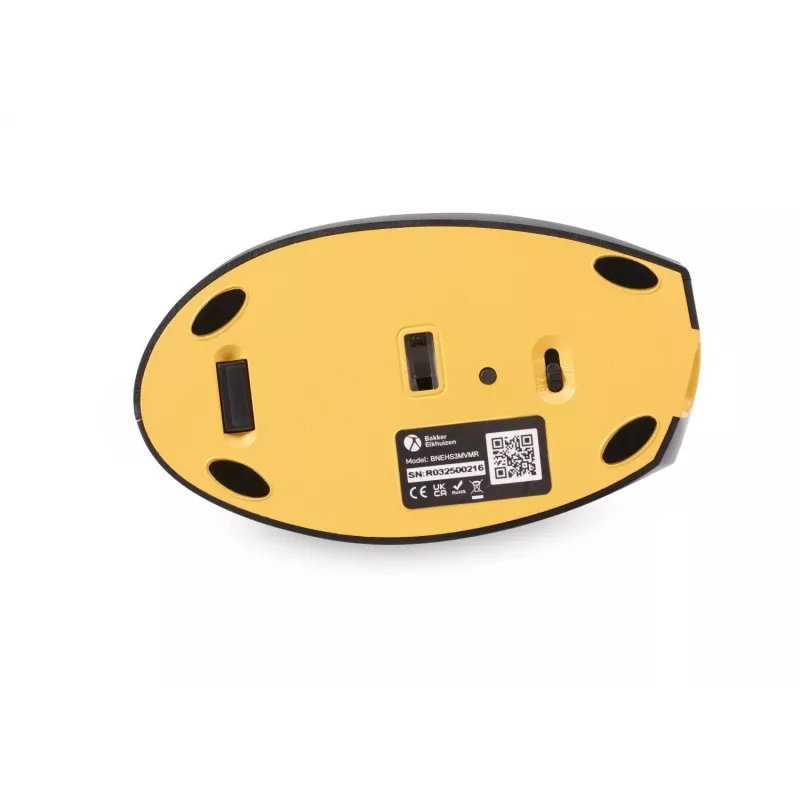 Ratón BakkerElkhuizen Handshake derecho, para diestros, diseño vertical, óptico, RF inalámbrico + Bluetooth + USB Type-C, 6400 DPI, negro, gris