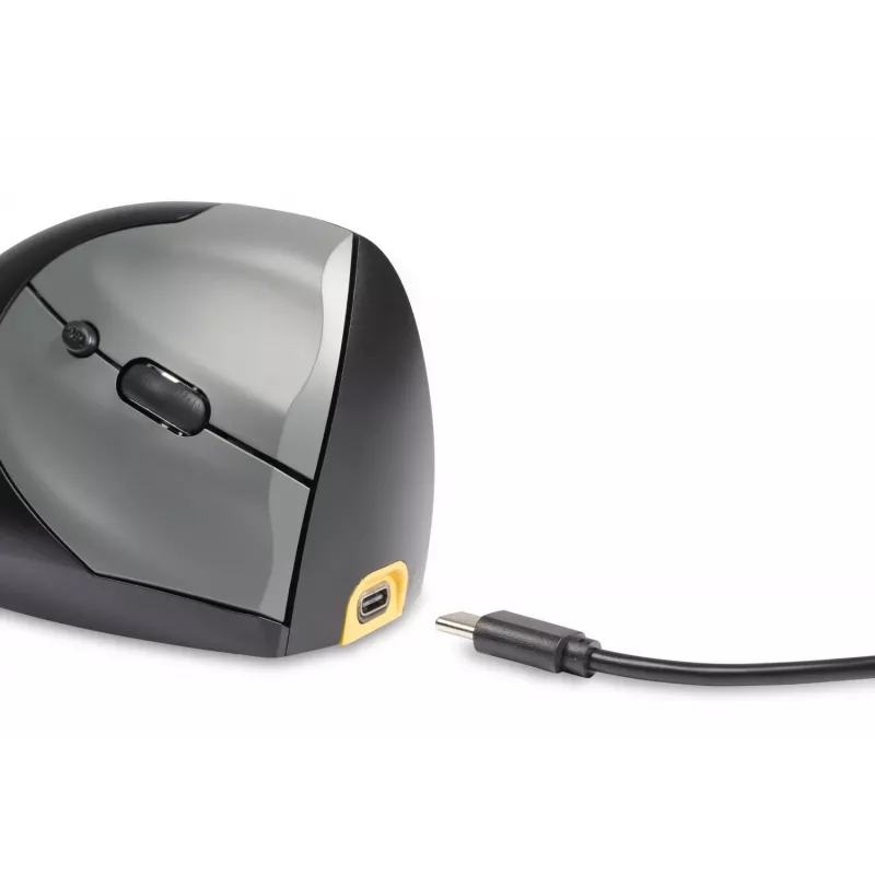Ratón BakkerElkhuizen Handshake derecho, para diestros, diseño vertical, óptico, RF inalámbrico + Bluetooth + USB Type-C, 6400 DPI, negro, gris