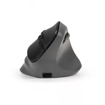 Ratón BakkerElkhuizen PRF Pro derecho, para diestros, diseño vertical, óptico, RF inalámbrico + Bluetooth + USB Type-C, 2400 DPI, negro, gris