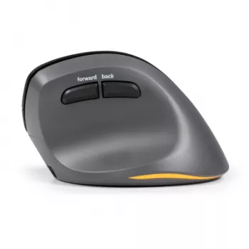 Ratón BakkerElkhuizen PRF Pro derecho, para diestros, diseño vertical, óptico, RF inalámbrico + Bluetooth + USB Type-C, 2400 DPI, negro, gris