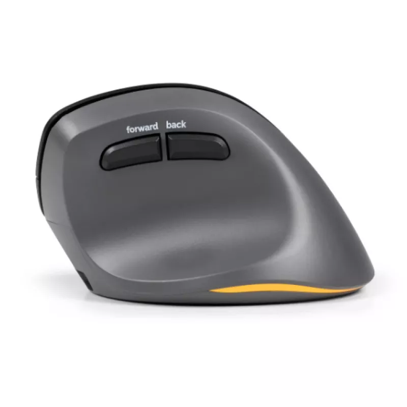 Ratón BakkerElkhuizen PRF Pro derecho, para diestros, diseño vertical, óptico, RF inalámbrico + Bluetooth + USB Type-C, 2400 DPI, negro, gris