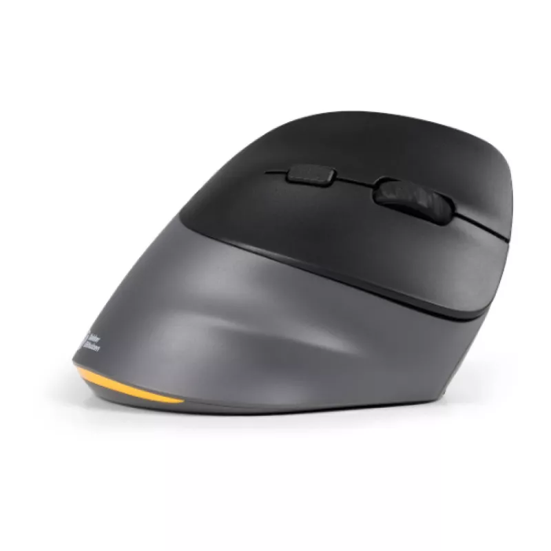 Ratón BakkerElkhuizen PRF Pro derecho, para diestros, diseño vertical, óptico, RF inalámbrico + Bluetooth + USB Type-C, 2400 DPI, negro, gris
