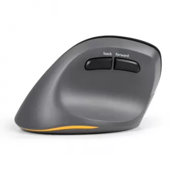 Ratón BakkerElkhuizen PRF Pro izquierdo, para zurdos, diseño vertical, óptico, RF inalámbrico + Bluetooth + USB Type-C, 2400 DPI, negro, gris