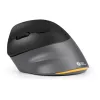 Ratón BakkerElkhuizen PRF Pro izquierdo, para zurdos, diseño vertical, óptico, RF inalámbrico + Bluetooth + USB Type-C, 2400 DPI, negro, gris