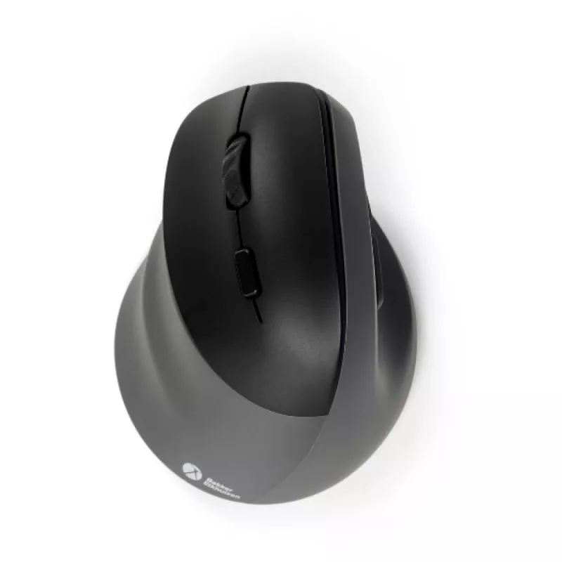 Ratón BakkerElkhuizen PRF Pro izquierdo, para zurdos, diseño vertical, óptico, RF inalámbrico + Bluetooth + USB Type-C, 2400 DPI, negro, gris